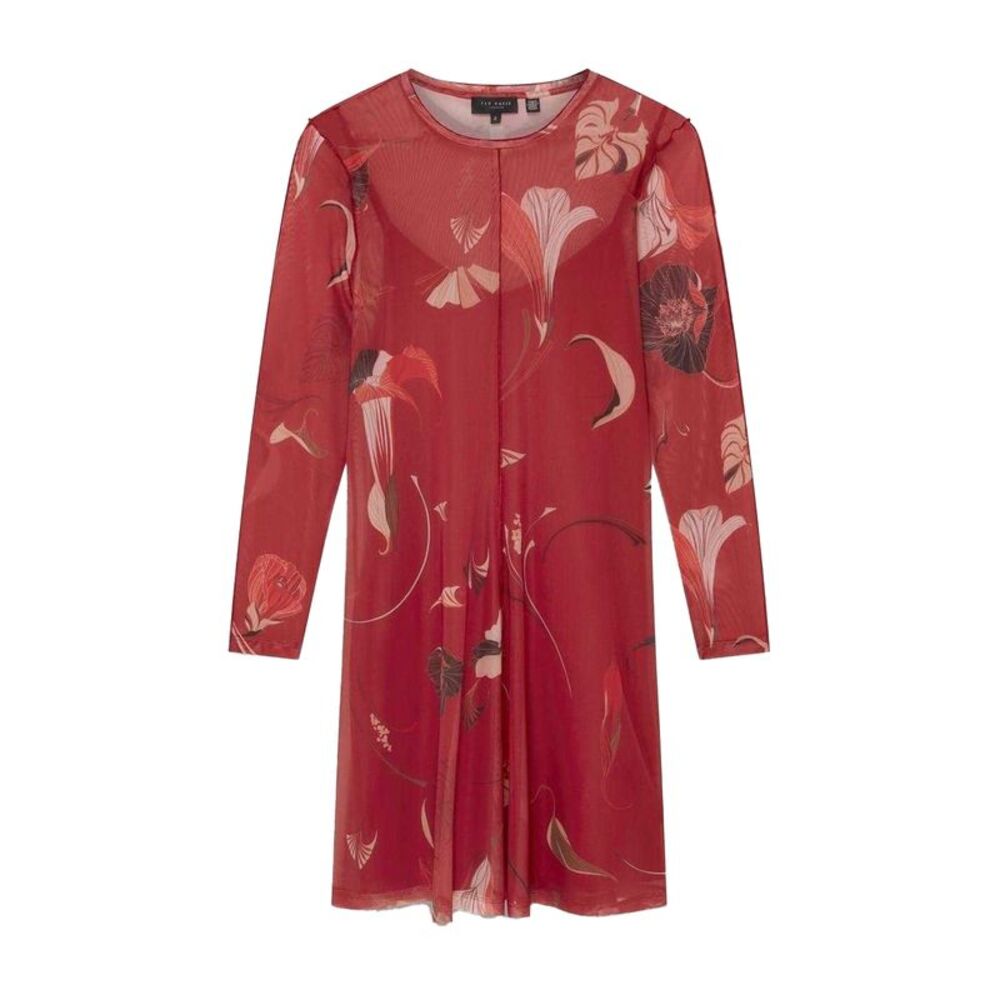 Ted Baker Womens/Ladies Mesh Long-Sleeved Mini Dress / Red